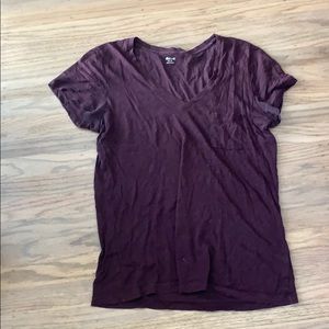 COPY - Slub v-neck pocket tee. Xxs Chocolate raisin